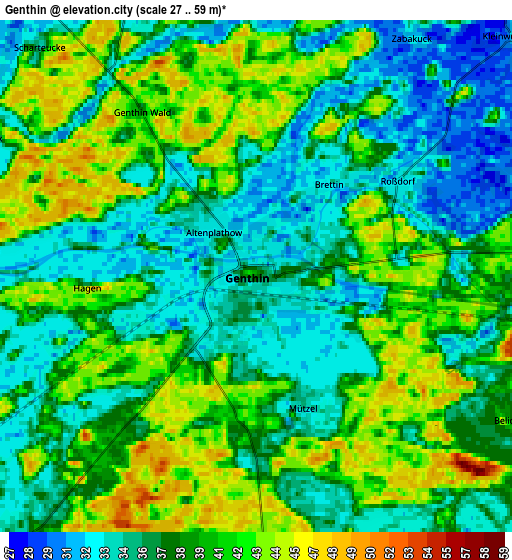 Zoom OUT 2x Genthin, Germany elevation map