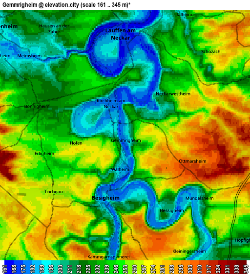 Zoom OUT 2x Gemmrigheim, Germany elevation map