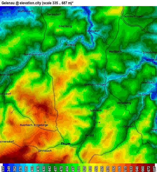 Zoom OUT 2x Gelenau, Germany elevation map