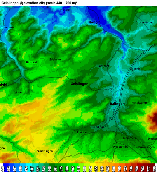 Zoom OUT 2x Geislingen, Germany elevation map