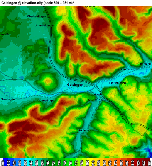 Zoom OUT 2x Geisingen, Germany elevation map