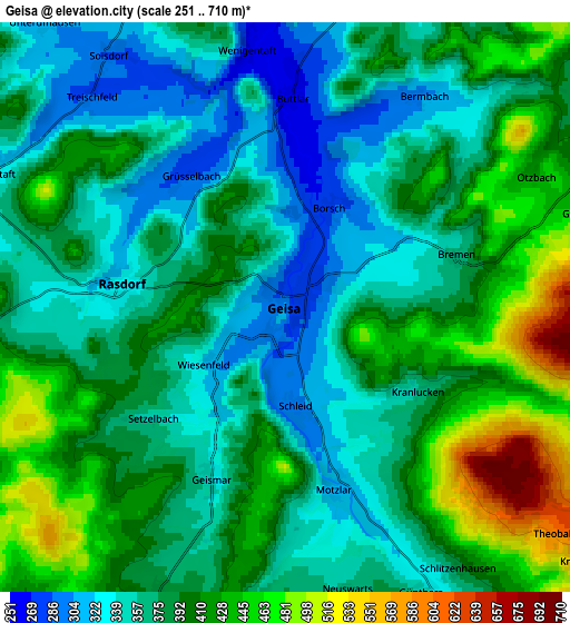 Zoom OUT 2x Geisa, Germany elevation map