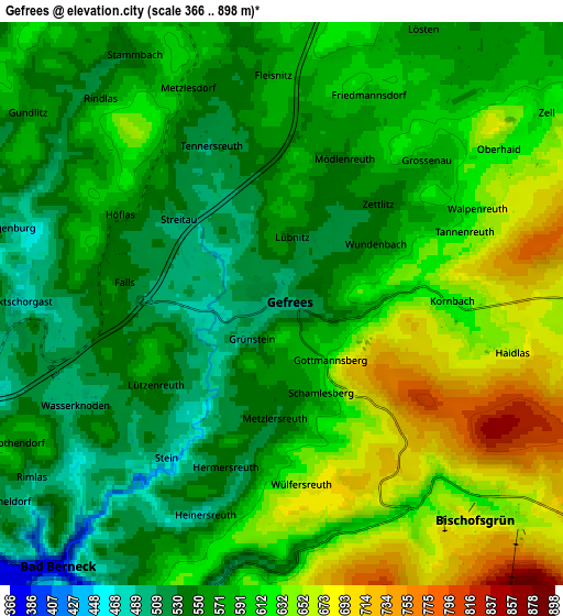 Zoom OUT 2x Gefrees, Germany elevation map