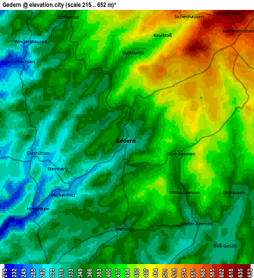 Zoom OUT 2x Gedern, Germany elevation map