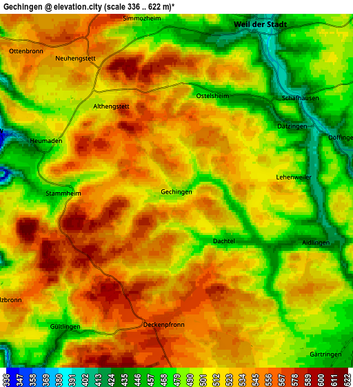 Zoom OUT 2x Gechingen, Germany elevation map