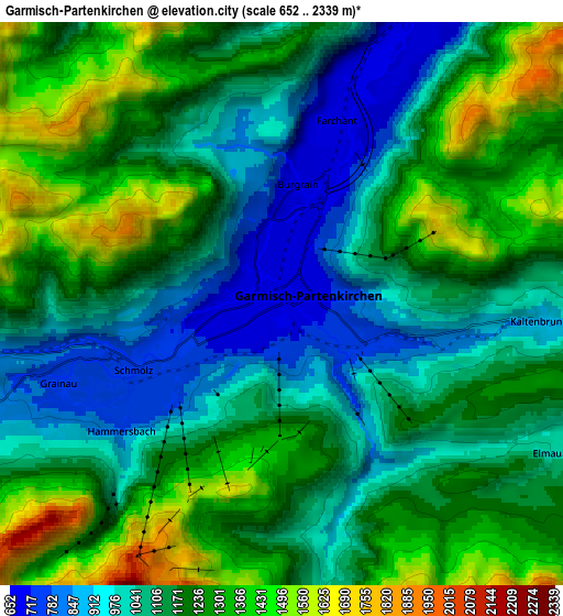 Zoom OUT 2x Garmisch-Partenkirchen, Germany elevation map