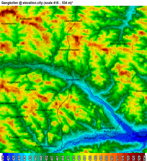 Zoom OUT 2x Gangkofen, Germany elevation map