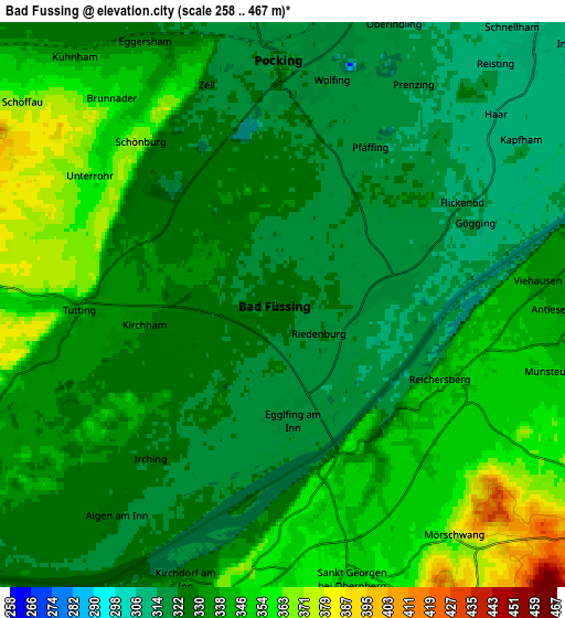 Zoom OUT 2x Bad Füssing, Germany elevation map