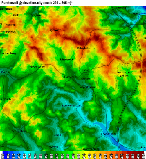 Zoom OUT 2x Fürstenzell, Germany elevation map