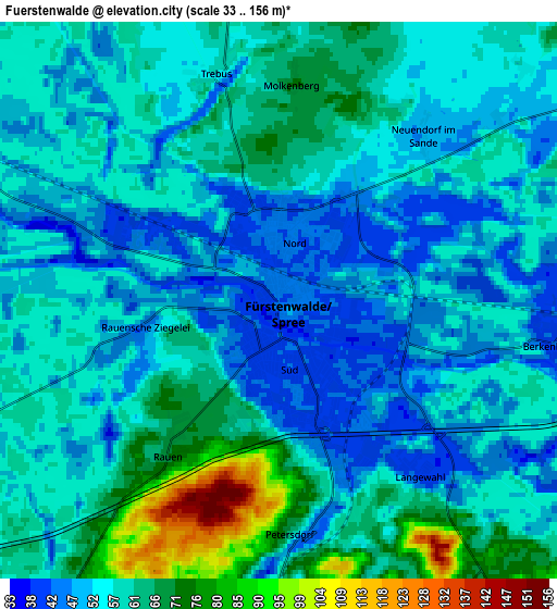 Zoom OUT 2x Fürstenwalde, Germany elevation map