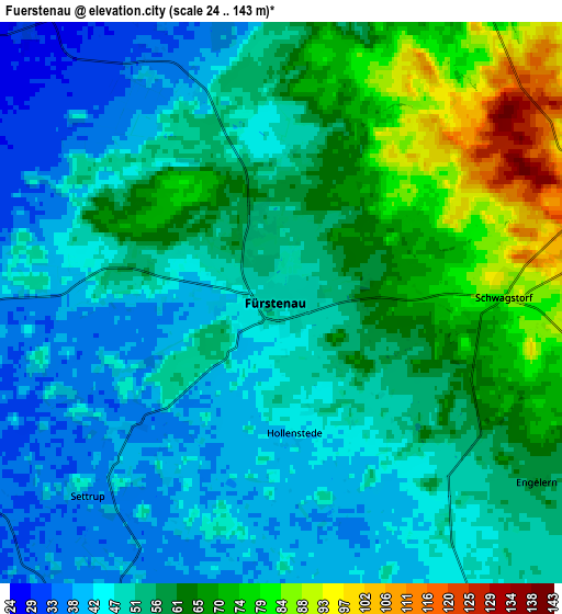 Zoom OUT 2x Fürstenau, Germany elevation map