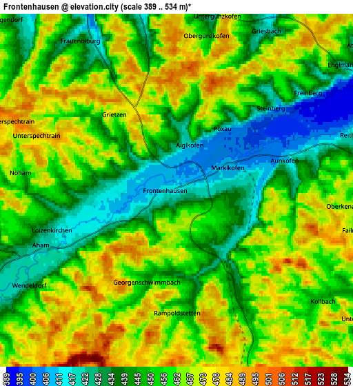 Zoom OUT 2x Frontenhausen, Germany elevation map