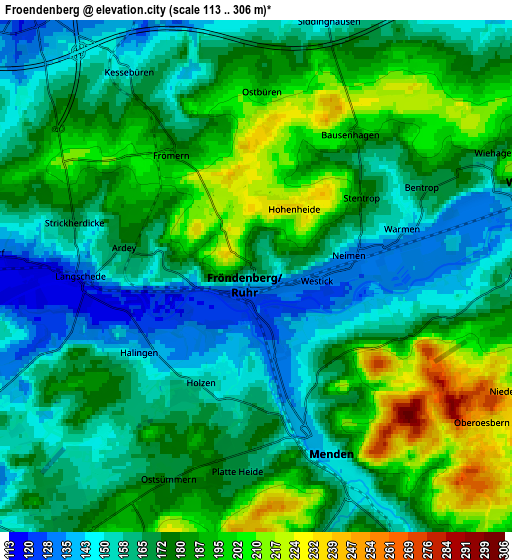 Zoom OUT 2x Fröndenberg, Germany elevation map