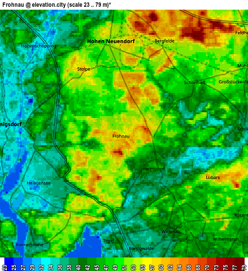 Zoom OUT 2x Frohnau, Germany elevation map