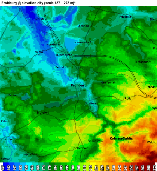 Zoom OUT 2x Frohburg, Germany elevation map