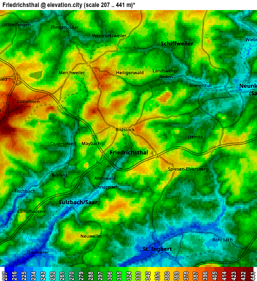 Zoom OUT 2x Friedrichsthal, Germany elevation map