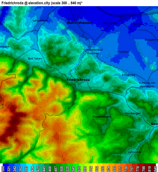 Zoom OUT 2x Friedrichroda, Germany elevation map