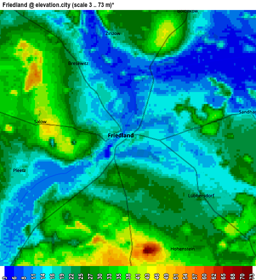 Zoom OUT 2x Friedland, Germany elevation map