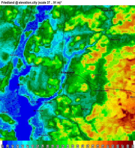 Zoom OUT 2x Friedland, Germany elevation map