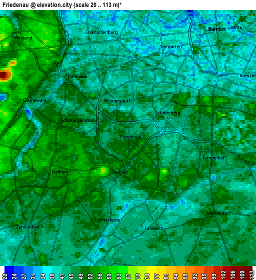 Zoom OUT 2x Friedenau, Germany elevation map