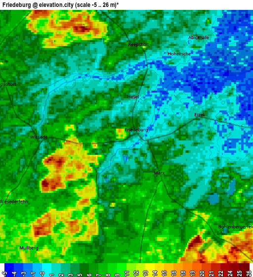 Zoom OUT 2x Friedeburg, Germany elevation map