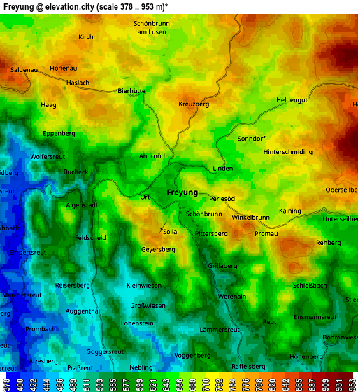 Zoom OUT 2x Freyung, Germany elevation map