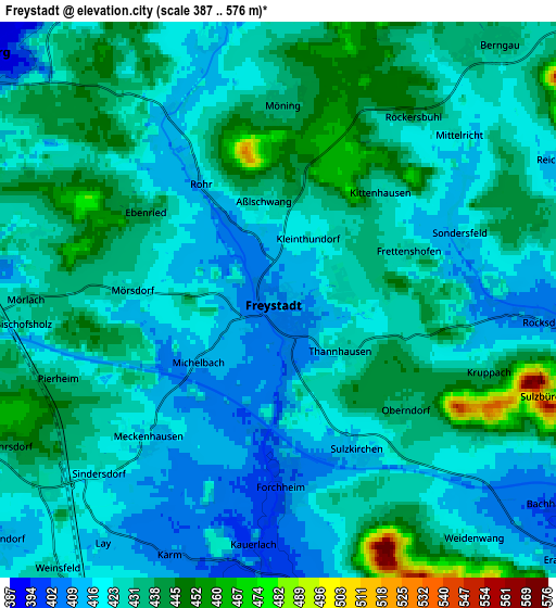 Zoom OUT 2x Freystadt, Germany elevation map