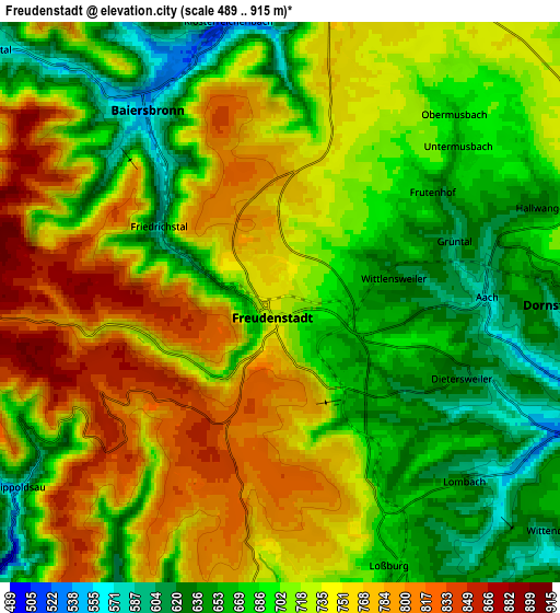 Zoom OUT 2x Freudenstadt, Germany elevation map