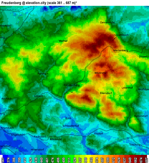 Zoom OUT 2x Freudenberg, Germany elevation map