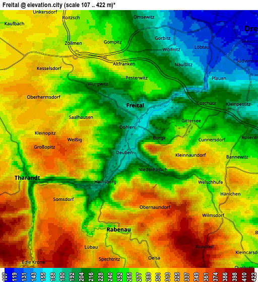Zoom OUT 2x Freital, Germany elevation map