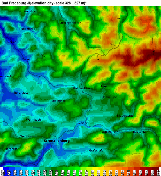 Zoom OUT 2x Bad Fredeburg, Germany elevation map