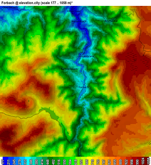 Zoom OUT 2x Forbach, Germany elevation map