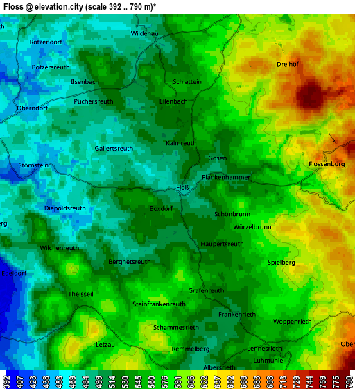 Zoom OUT 2x Floß, Germany elevation map