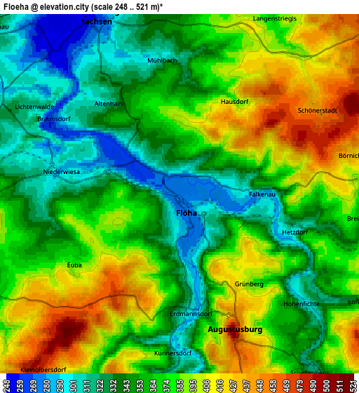 Zoom OUT 2x Flöha, Germany elevation map