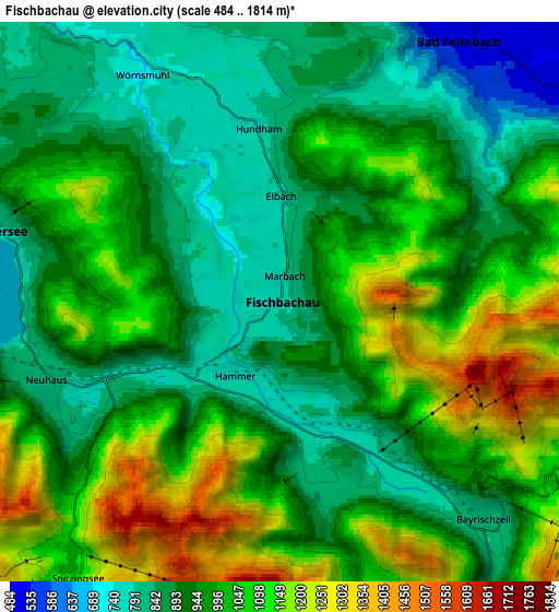 Zoom OUT 2x Fischbachau, Germany elevation map