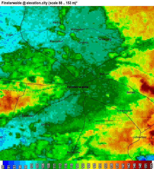 Zoom OUT 2x Finsterwalde, Germany elevation map