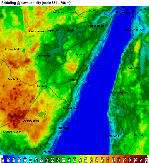 Zoom OUT 2x Feldafing, Germany elevation map