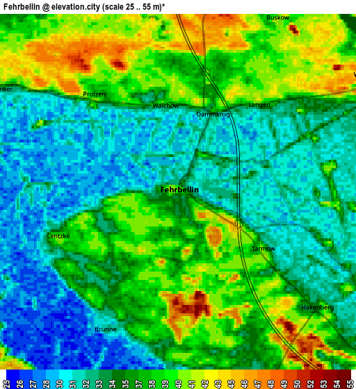 Zoom OUT 2x Fehrbellin, Germany elevation map