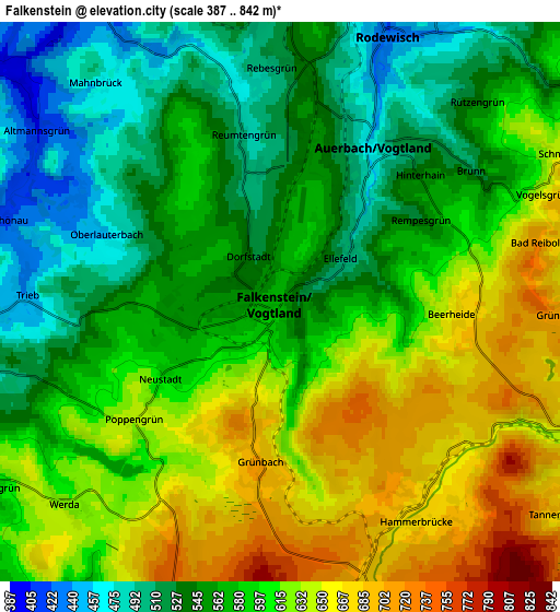 Zoom OUT 2x Falkenstein, Germany elevation map