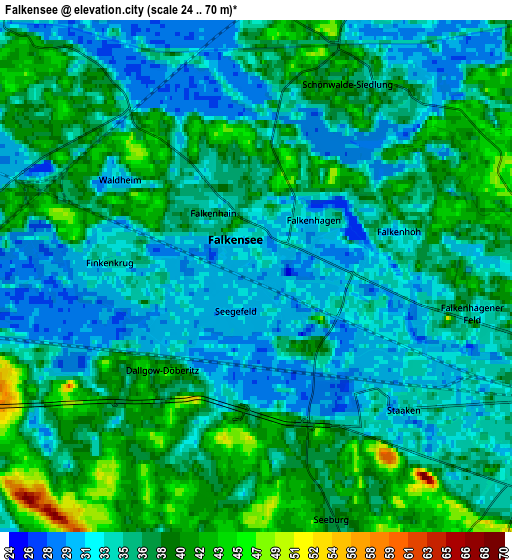 Zoom OUT 2x Falkensee, Germany elevation map