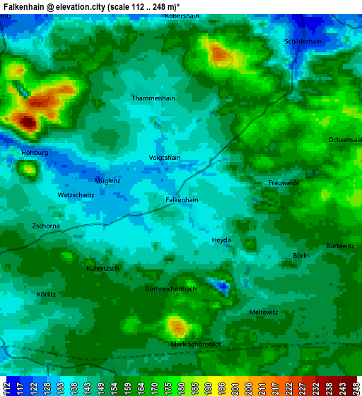 Zoom OUT 2x Falkenhain, Germany elevation map