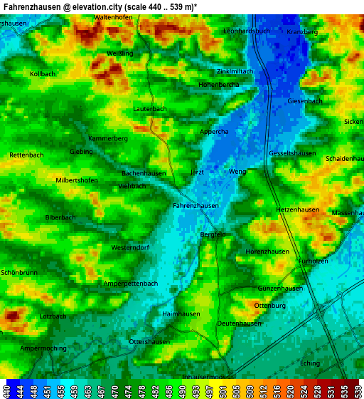 Zoom OUT 2x Fahrenzhausen, Germany elevation map