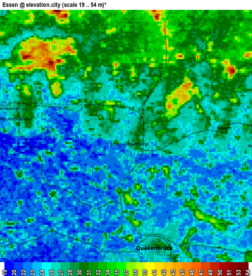 Zoom OUT 2x Essen, Germany elevation map