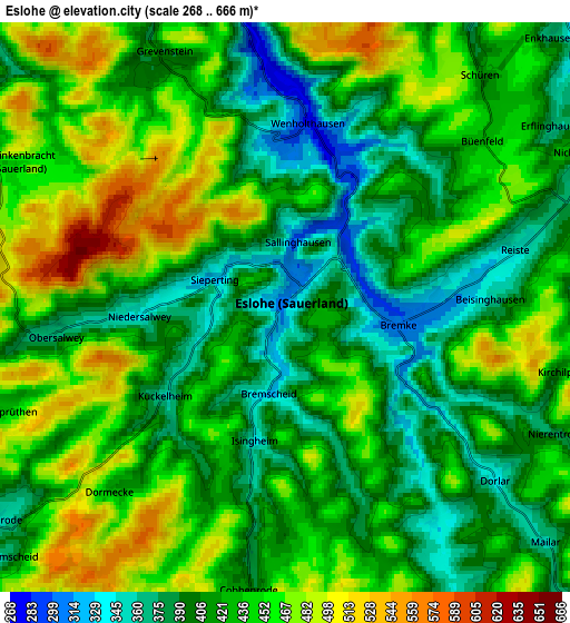 Zoom OUT 2x Eslohe, Germany elevation map