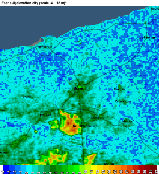 Zoom OUT 2x Esens, Germany elevation map