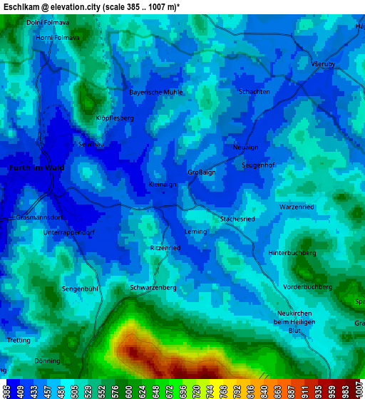 Zoom OUT 2x Eschlkam, Germany elevation map