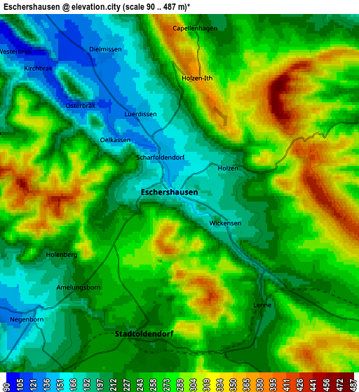 Zoom OUT 2x Eschershausen, Germany elevation map