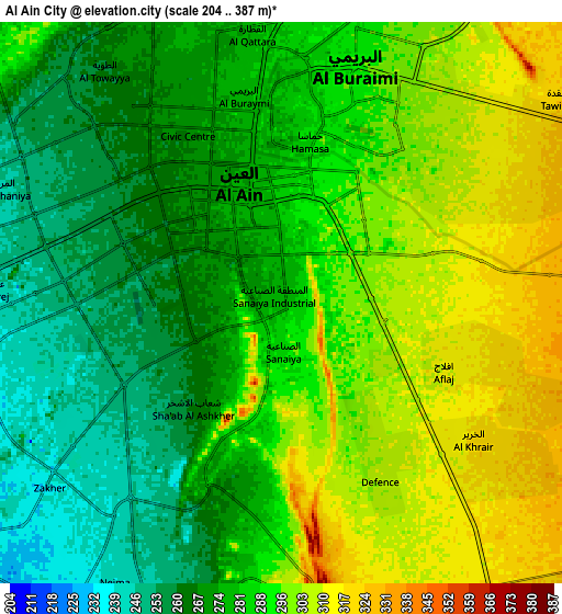 Zoom OUT 2x Al Ain City, United Arab Emirates elevation map