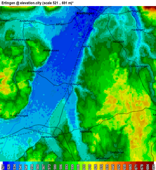 Zoom OUT 2x Ertingen, Germany elevation map