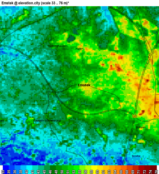 Zoom OUT 2x Emstek, Germany elevation map